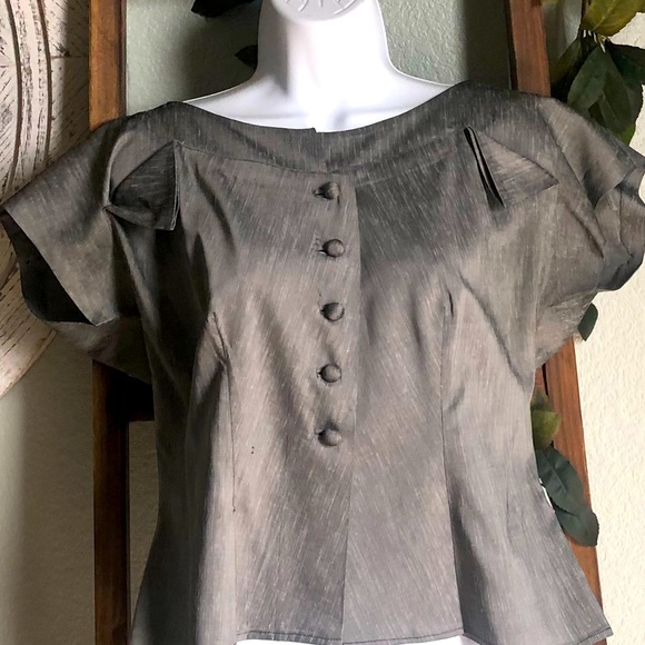 Vintage Galeries Lafayette Paris 1940s/50s Shantung or Doupioni Silk Blouse - Picture 10 of 11